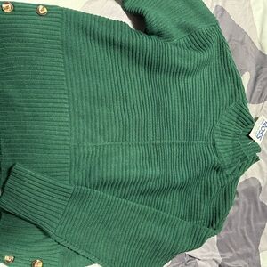 Green Ribbed Women's Sweater